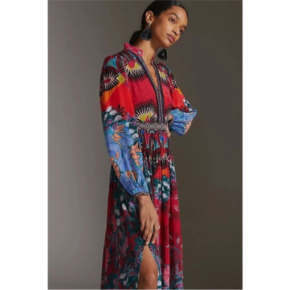 Anthropologie Bhanuni by Jyoti Ronika Beaded V-Neck Maxi Dress - Picture 2 of 16